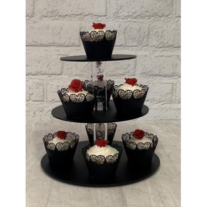 Black Frosted Acrylic cupcake  cake tiered stand  3 tier