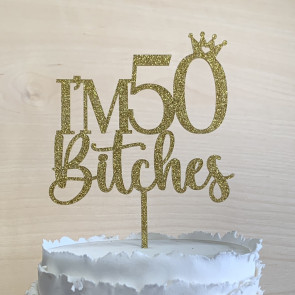 Birthday Bitches Checky Cake Topper - Im AGE Bitches with crown