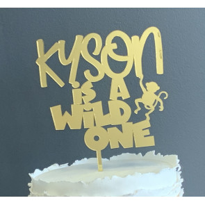 Wild One with Custom Name Cake Topper with monkey