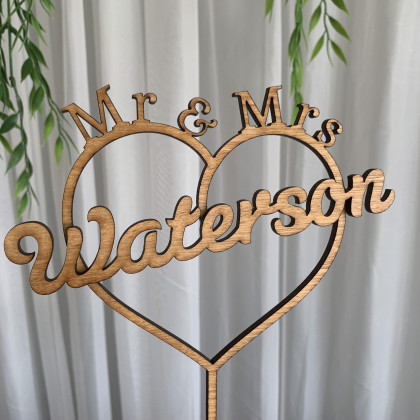 Personalised Mr & Mrs Cake Topper with surname #6
