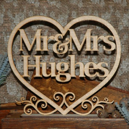 Love Heart Mr & Mrs Table Sign with surname